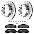 KIT-072924-1323 2-Wheel Set Front Brake Disc and Pad Kit, Cross-drilled and Slotted 8 Lugs 347 mm Semi-metallic 4WD, Includes (1) Brake Pad Set and (2) Brake Disc