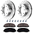 KIT-072924-1324 2-Wheel Set Front Brake Disc and Pad Kit, Cross-drilled and Slotted 8 Lugs 347 mm Semi-metallic 4WD, Includes (1) Brake Pad Set and (2) Brake Disc