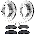 KIT-072924-1329 2-Wheel Set Front Brake Disc and Pad Kit, Cross-drilled and Slotted 8 Lugs 347 mm Semi-metallic 4WD, Includes (1) Brake Pad Set and (2) Brake Disc