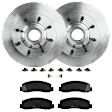 KIT-072924-1333 2-Wheel Set Front Brake Disc and Pad Kit, Plain Surface 8 Lugs 346.96 mm Semi-metallic RWD, Includes (2) Brake Disc and (1) Brake Pad Set