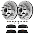 KIT-072924-1336 2-Wheel Set Front Brake Disc and Pad Kit, Cross-drilled and Slotted 8 Lugs 347 mm Semi-metallic RWD, Includes (1) Brake Pad Set and (2) Brake Disc