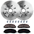 KIT-072924-1366 2-Wheel Set Front Brake Disc and Pad Kit, Plain Surface 8 Lugs 346.96 mm Semi-metallic RWD, Includes (2) Brake Disc and (1) Brake Pad Set