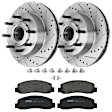KIT-072924-1368 2-Wheel Set Front Brake Disc and Pad Kit, Cross-drilled and Slotted 8 Lugs 347 mm Semi-metallic RWD, Includes (1) Brake Pad Set and (2) Brake Disc