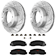 KIT-072924-1382 2-Wheel Set Front Brake Disc and Pad Kit, Cross-drilled and Slotted 8 Lugs 363 mm Semi-metallic 4WD, Includes (1) Brake Pad Set and (2) Brake Disc