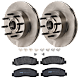 KIT-072924-1384 2-Wheel Set Front Brake Disc and Pad Kit, Plain Surface 8 Lugs 363 mm Semi-metallic RWD, Includes (2) Brake Disc and (1) Brake Pad Set