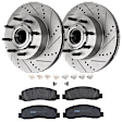 KIT-072924-1387 2-Wheel Set Front Brake Disc and Pad Kit, Cross-drilled and Slotted 8 Lugs 363 mm Semi-metallic RWD, Includes (2) Brake Disc and (1) Brake Pad Set