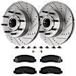 KIT-072924-1388 2-Wheel Set Front Brake Disc and Pad Kit, Cross-drilled and Slotted 8 Lugs 363 mm Semi-metallic RWD, Includes (2) Brake Disc and (1) Brake Pad Set