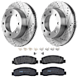 KIT-072924-1400 2-Wheel Set Front Brake Disc and Pad Kit, Cross-drilled and Slotted 8 Lugs 347 mm Semi-metallic, Includes (2) Brake Disc and (1) Brake Pad Set
