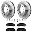 KIT-072924-1401 2-Wheel Set Front Brake Disc and Pad Kit, Cross-drilled and Slotted 8 Lugs 347 mm Semi-metallic, Includes (2) Brake Disc and (1) Brake Pad Set