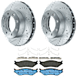 KIT-072924-1406 2-Wheel Set Front Brake Disc and Pad Kit, Cross-drilled and Slotted 8 Lugs 369 mm Semi-metallic, Includes (2) Brake Disc and (1) Brake Pad Set