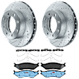KIT-072924-1407 2-Wheel Set Front Brake Disc and Pad Kit, Cross-drilled and Slotted 8 Lugs 369 mm Semi-metallic, Includes (2) Brake Disc and (1) Brake Pad Set