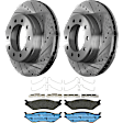 KIT-072924-1415 2-Wheel Set Front Brake Disc and Pad Kit, Cross-drilled and Slotted 10 Lugs 369 mm Semi-metallic, Includes (1) Brake Pad Set and (2) Brake Disc