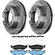 KIT-072924-1416 2-Wheel Set Front Brake Disc and Pad Kit, Cross-drilled and Slotted 10 Lugs 369 mm Semi-metallic, Includes (1) Brake Pad Set and (2) Brake Disc