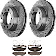 KIT-072924-1424 2-Wheel Set Front Brake Disc and Pad Kit, Cross-drilled and Slotted 10 Lugs 369 mm Semi-metallic, Includes (1) Brake Pad Set and (2) Brake Disc