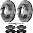 KIT-072924-1430 2-Wheel Set Front Brake Disc and Pad Kit, Cross-drilled and Slotted 10 Lugs 369 mm Semi-metallic, Includes (1) Brake Pad Set and (2) Brake Disc
