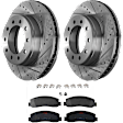 KIT-072924-1431 2-Wheel Set Front Brake Disc and Pad Kit, Cross-drilled and Slotted 10 Lugs 369 mm Semi-metallic, Includes (1) Brake Pad Set and (2) Brake Disc