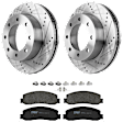 KIT-072924-1435 2-Wheel Set Front Brake Disc and Pad Kit, Cross-drilled and Slotted 8 Lugs 347 mm Semi-metallic, Includes (2) Brake Disc and (1) Brake Pad Set