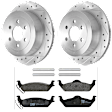 KIT-072924-1458 2-Wheel Set Rear Brake Disc and Pad Kit, Cross-drilled and Slotted 6 Lugs 312 mm Semi-metallic, Includes (1) Brake Pad Set and (2) Brake Disc