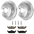 KIT-072924-1459 2-Wheel Set Rear Brake Disc and Pad Kit, Cross-drilled and Slotted 6 Lugs 312 mm Semi-metallic, Includes (1) Brake Pad Set and (2) Brake Disc