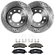 KIT-072924-1464 2-Wheel Set Brake Disc and Pad Kit, Cross-drilled and Slotted 5 Lugs 263.91 mm Ceramic, Includes (2) Brake Disc and (1) Brake Pad Set