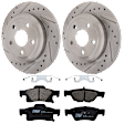 KIT-072924-1479 2-Wheel Set Rear Brake Disc and Pad Kit, Cross-drilled and Slotted 5 Lugs 330 mm Ceramic, Includes (1) Brake Pad Set and (2) Brake Disc