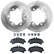 KIT-072924-1521 2-Wheel Set Brake Disc and Pad Kit, Plain Surface 6 Lugs 303.28 mm Semi-metallic, Includes (2) Brake Disc and (1) Brake Pad Set