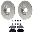 KIT-072924-1540 2-Wheel Set Rear Brake Disc and Pad Kit, Plain Surface 5 Lugs 278 mm Ceramic, Includes (1) Brake Pad Set and (2) Brake Disc