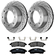 KIT-072924-1599 2-Wheel Set Rear Brake Disc and Pad Kit, Cross-drilled and Slotted 8 Lugs 326 mm Semi-metallic, Includes (1) Brake Pad Set and (2) Brake Disc