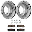 KIT-072924-1600 2-Wheel Set Rear Brake Disc and Pad Kit, Cross-drilled and Slotted 8 Lugs 326 mm Semi-metallic, Includes (1) Brake Pad Set and (2) Brake Disc