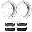 KIT-072924-1609 2-Wheel Set Rear Brake Disc and Pad Kit, Cross-drilled and Slotted 5 Lugs 334 mm Ceramic, Includes (1) Brake Pad Set and (2) Brake Disc