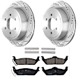 KIT-072924-1652 2-Wheel Set Rear Brake Disc and Pad Kit, Cross-drilled and Slotted 6 Lugs 347.98 mm Ceramic, Includes (1) Brake Pad Set and (2) Brake Disc