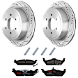 KIT-072924-1654 2-Wheel Set Rear Brake Disc and Pad Kit, Cross-drilled and Slotted 6 Lugs 347.98 mm Semi-metallic, Includes (1) Brake Pad Set and (2) Brake Disc