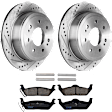 KIT-072924-1660 2-Wheel Set Rear Brake Disc and Pad Kit, Cross-drilled and Slotted 7 Lugs 348 mm Ceramic, Includes (1) Brake Pad Set and (2) Brake Disc