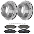 KIT-072924-1671 2-Wheel Set Rear Brake Disc and Pad Kit, Cross-drilled and Slotted 8 Lugs 340 mm Semi-metallic, Includes (1) Brake Pad Set and (2) Brake Disc