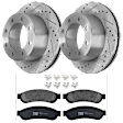 KIT-072924-1677 2-Wheel Set Rear Brake Disc and Pad Kit, Cross-drilled and Slotted 8 Lugs 340 mm Semi-metallic, Includes (1) Brake Pad Set and (2) Brake Disc