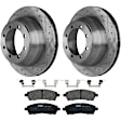KIT-072924-1682 2-Wheel Set Rear Brake Disc and Pad Kit, Cross-drilled and Slotted 8 Lugs 326 mm Semi-metallic, Includes (1) Brake Pad Set and (2) Brake Disc