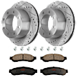 KIT-072924-1688 2-Wheel Set Rear Brake Disc and Pad Kit, Cross-drilled and Slotted 8 Lugs 340 mm Semi-metallic, Includes (1) Brake Pad Set and (2) Brake Disc