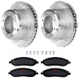 KIT-072924-1699 2-Wheel Set Rear Brake Disc and Pad Kit, Cross-drilled and Slotted 8 Lugs 340 mm Semi-metallic, Includes (1) Brake Pad Set and (2) Brake Disc