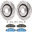 KIT-072924-1728 2-Wheel Set Front Brake Disc and Pad Kit, Cross-drilled and Slotted 5 Lugs 315 mm Ceramic, Includes (1) Brake Pad Set and (2) Brake Disc