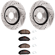 KIT-072924-1729 2-Wheel Set Front Brake Disc and Pad Kit, Cross-drilled and Slotted 5 Lugs 315 mm Ceramic, Includes (1) Brake Pad Set and (2) Brake Disc