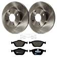 KIT-072924-1734 2-Wheel Set Front Brake Disc and Pad Kit, Plain Surface 4 Lugs 257.81 mm Semi-metallic, Includes (1) Brake Pad Set and (2) Brake Disc