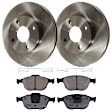 KIT-072924-1735 2-Wheel Set Front Brake Disc and Pad Kit, Plain Surface 4 Lugs 257.81 mm Semi-metallic, Includes (1) Brake Pad Set and (2) Brake Disc