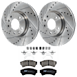 KIT-072924-1749 2-Wheel Set Front Brake Disc and Pad Kit, Cross-drilled and Slotted 5 Lugs 299 mm Ceramic, Includes (1) Brake Pad Set and (2) Brake Disc