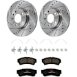 KIT-072924-1750 2-Wheel Set Front Brake Disc and Pad Kit, Cross-drilled and Slotted 5 Lugs 299 mm Ceramic, Includes (1) Brake Pad Set and (2) Brake Disc