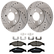 KIT-072924-1768 2-Wheel Set Front Brake Disc and Pad Kit, Cross-drilled and Slotted 5 Lugs 276 mm Ceramic, Includes (1) Brake Pad Set and (2) Brake Disc