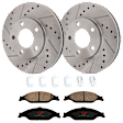 KIT-072924-1769 2-Wheel Set Front Brake Disc and Pad Kit, Cross-drilled and Slotted 5 Lugs 276 mm Ceramic, Includes (1) Brake Pad Set and (2) Brake Disc