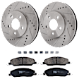 KIT-072924-1774 2-Wheel Set Front Brake Disc and Pad Kit, Cross-drilled and Slotted 5 Lugs 293.12 mm Ceramic, Includes (2) Brake Disc and (1) Brake Pad Set
