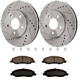 2007 Ford Mustang - 2-Wheel Set Front Brake Disc and Pad Kit, Cross-drilled and Slotted, 5 Lugs, 293.12 mm, Ceramic, 4.0L 6Cyl, Includes (2) Disc and (1) Pad Set