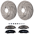 KIT-072924-1780 2-Wheel Set Front Brake Disc and Pad Kit, Cross-drilled and Slotted 5 Lugs 316.2 mm Ceramic, Includes (1) Brake Pad Set and (2) Brake Disc