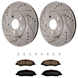 KIT-072924-1781 2-Wheel Set Front Brake Disc and Pad Kit, Cross-drilled and Slotted 5 Lugs 316.2 mm Ceramic, Includes (1) Brake Pad Set and (2) Brake Disc